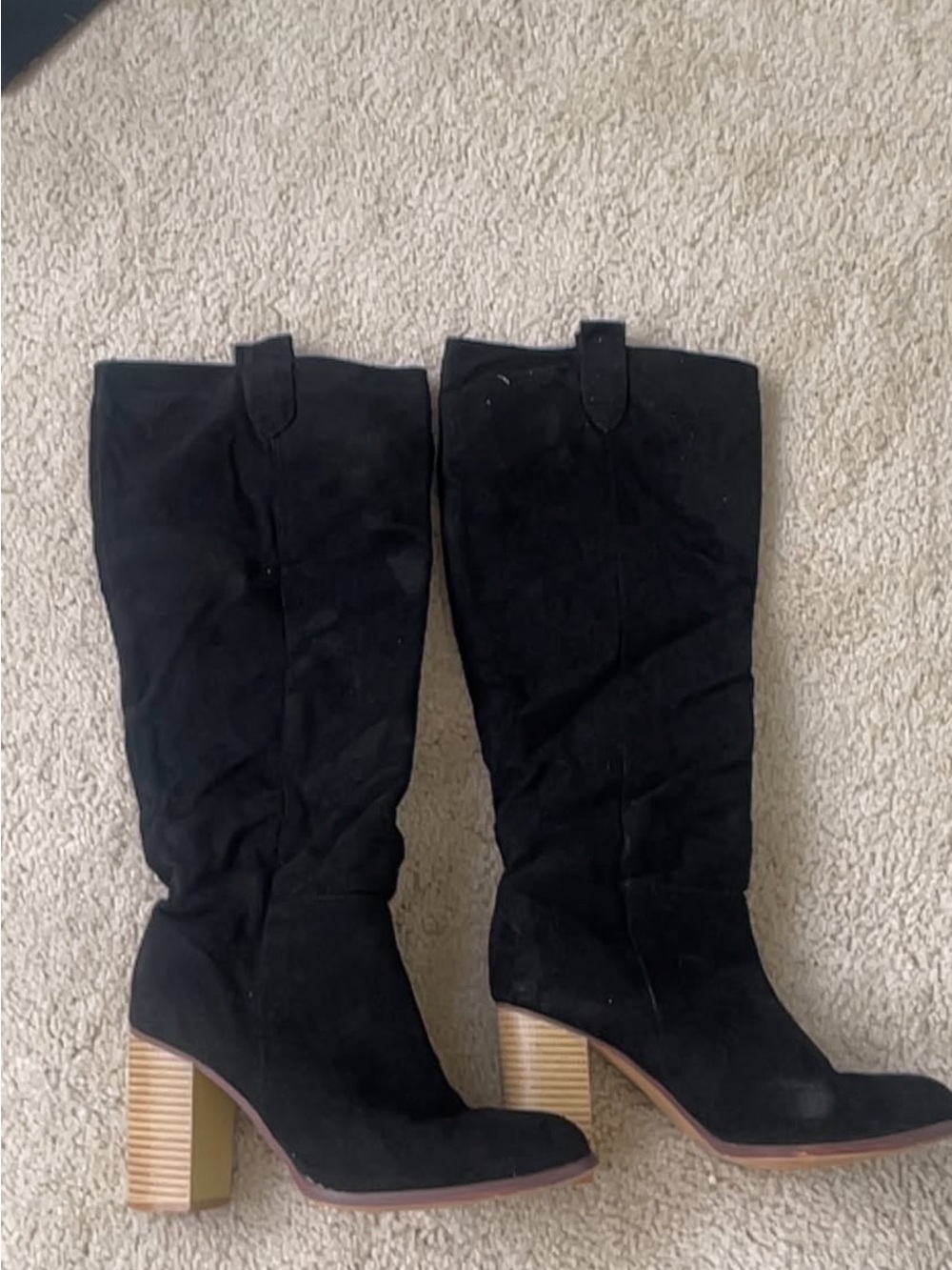 Women's Black Over-The-Knee Block Heel Boots